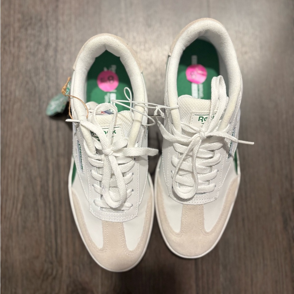Reebok Classic White and Green Shoes